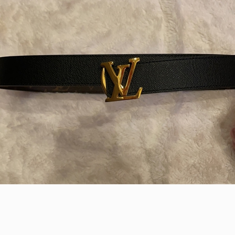 Louis Vuitton Black and Gold Leather Belt